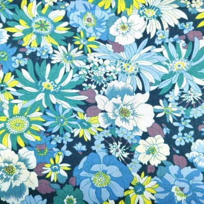 100% Cotton Poplin Fabric - Mixed Floral Blue