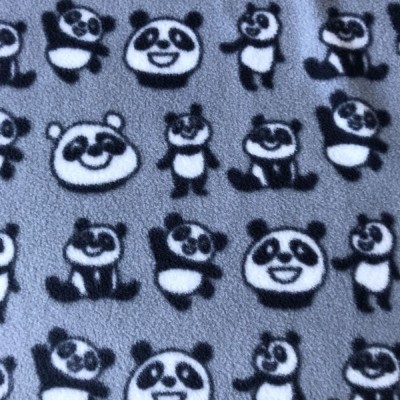 Panda - Anti Pil Printed Fleece - Grey