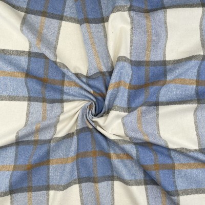 Islay Collection Fabric - Wool Effect Brushed Tartan - Azure