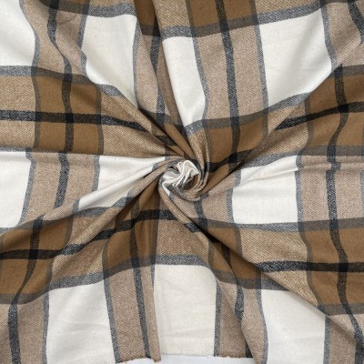 Islay Collection Fabric - Wool Effect Brushed Tartan - Natural