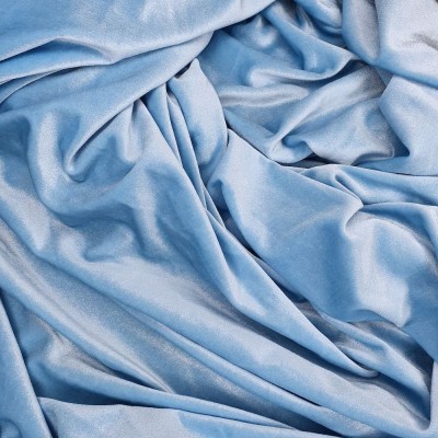 Deluxe Plain Spandex Velour Stretch Fabric - Light Blue