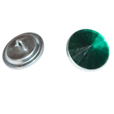 Crystal Button Glass Loop Back - 20mm Green
