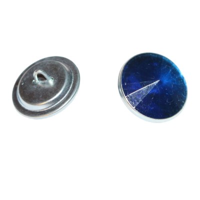 Crystal Button Glass Loop Back - 20mm Blue