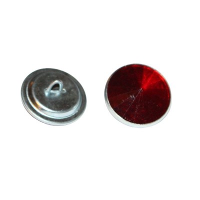 Crystal Button Glass Loop Back - 20mm Red