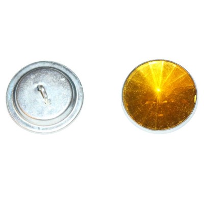 Crystal Button Glass Loop Back - 20mm Amber