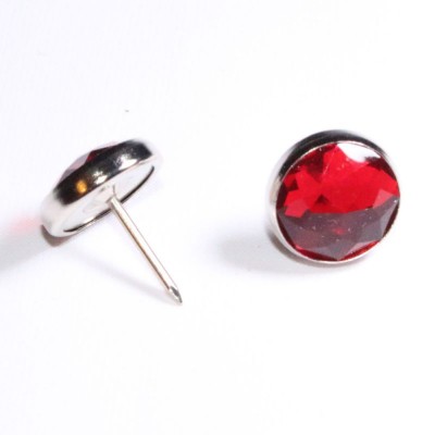 Crystal Button Glass Wire Back - 17mm Red