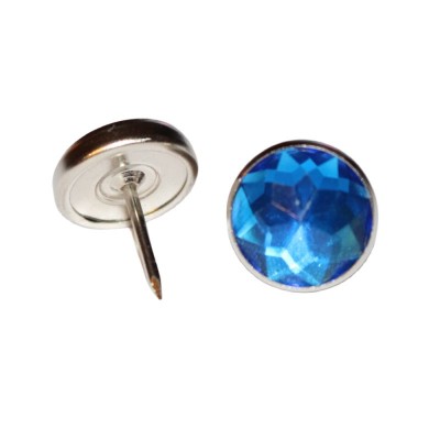 Crystal Button Glass Nail Back - 17mm Blue