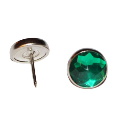 Crystal Button Glass Nail Back - 17mm Green