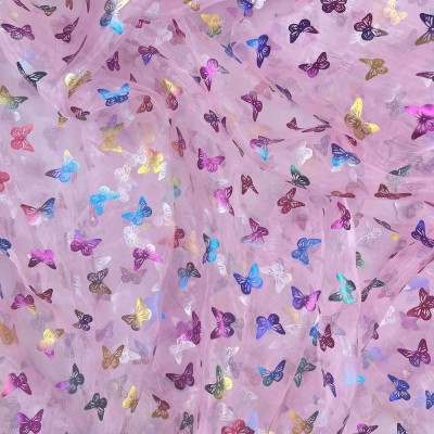 Printed Organza Foil Fabric - Butterfly Lilac