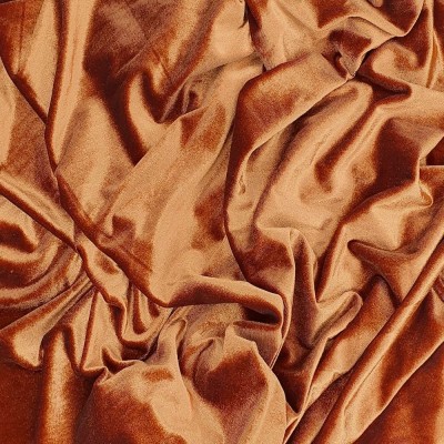 Deluxe Plain Spandex Velour Stretch Fabric - Rust