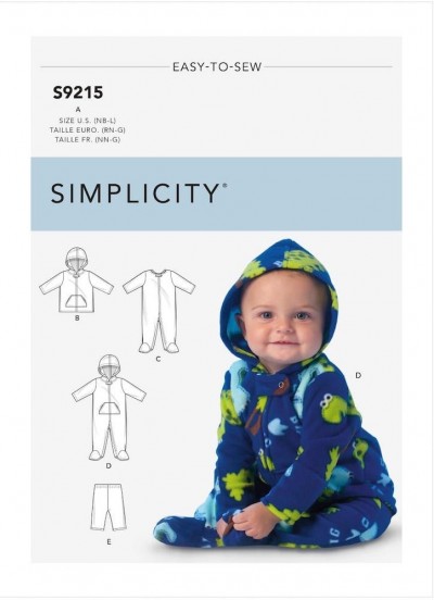 Simplicity S9215 - Babies' Jackets, Footed Bodysuits & Pants
