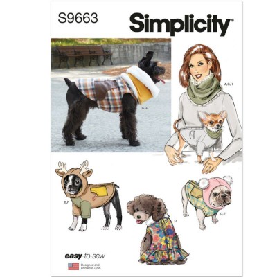 Simplicity S9663 - Pet Coats with Optional Hoods and Cowls
