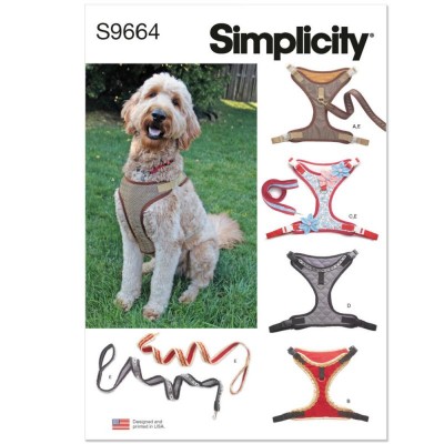 Simplicity S9664 - Dog Harness and Leash with Trim Options