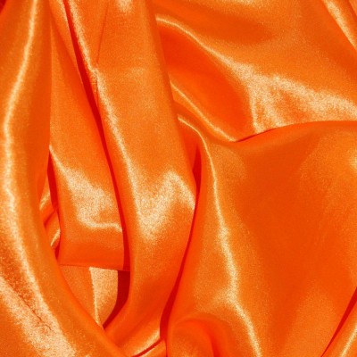 Silky Satin Craft Dress Fabric - Flo Orange
