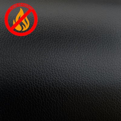 Soft Leather Faux Fabric Fire Retardant - Black