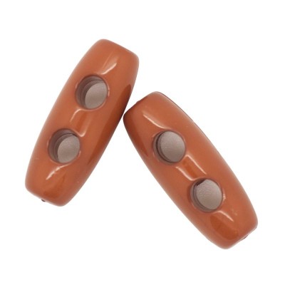Italian Buttons - Classic Flat Edge Toggle - Brown 30mm