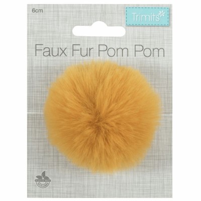 Pom Pom Faux Fur - 6cm Mustard