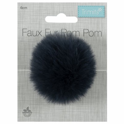 Pom Pom Faux Fur - 6cm Navy
