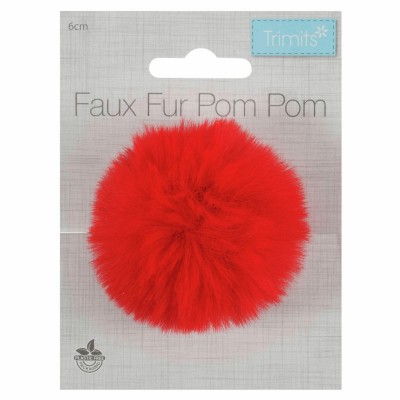 Pom Pom Faux Fur - 6cm Red