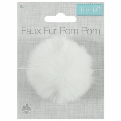 Pom Pom Faux Fur - 6cm White