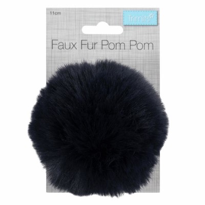 Pom Pom Faux Fur - 11cm Navy