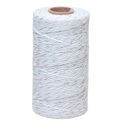 Habicraft Bakers Twine 2mm x 100m - Lurex White & Silver