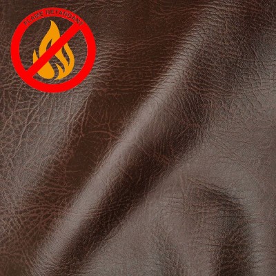 Fire Retardant Leatherette Leather Faux Fabric - Brown