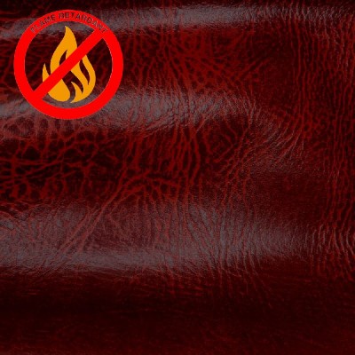 Fire Retardant Leatherette Leather Faux Fabric - Claret Red