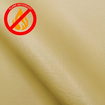 Fire Retardant Leatherette Leather Faux Fabric - Cream