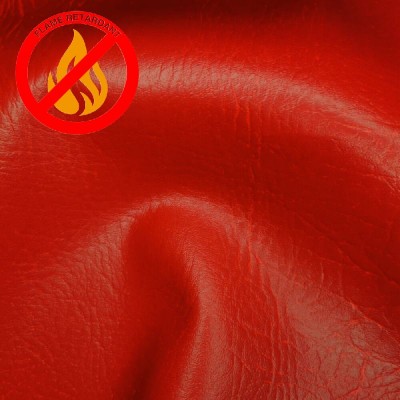 Fire Retardant Leatherette Leather Faux Fabric - Flame Red
