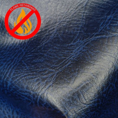 Fire Retardant Leatherette Leather Faux Fabric - Navy