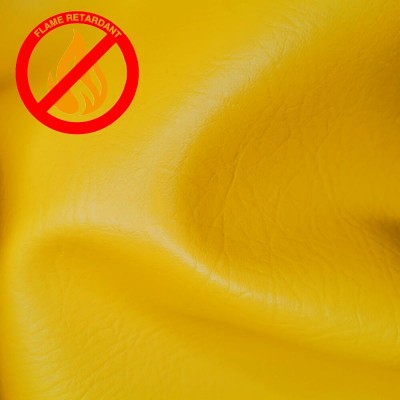 Fire Retardant Leatherette Leather Faux Fabric - Yellow