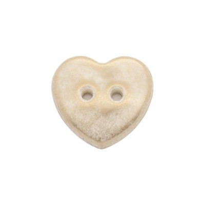 Italian Buttons - 2 Hole 2 Tone Heart Button - Ivory 20mm