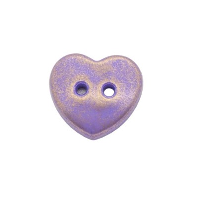 Italian Buttons - 2 Hole 2 Tone Heart Button - Lilac 20mm