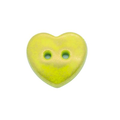 Italian Buttons - 2 Hole 2 Tone Heart Button - Lime 20mm