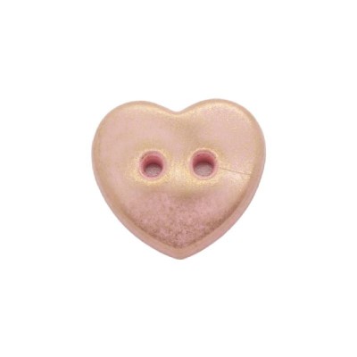 Italian Buttons - 2 Hole 2 Tone Heart Button - Pink 20mm
