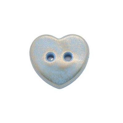 Italian Buttons - 2 Hole 2 Tone Heart Button - Sky Blue 20mm