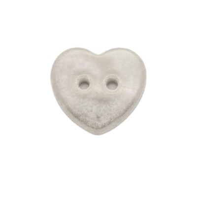 Italian Buttons - 2 Hole 2 Tone Heart Button - White 20mm