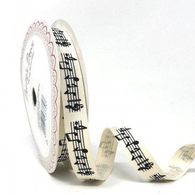Berties Bow Cotton Ribbon - Musical Notes 15mm