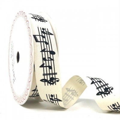 Berties Bow Cotton Ribbon - Musical Notes 25mm