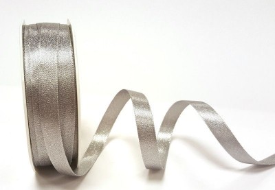 Berties Bows - Metallic Satin Sparkle Ribbon - Dark Silver 10mm