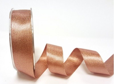 Berties Bows - Metallic Satin Sparkle Ribbon - Rose Gold 25mm