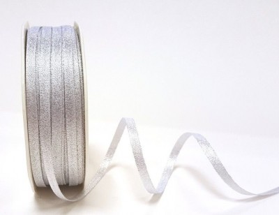 Berties Bows - Metallic Satin Sparkle Ribbon - Silver 3mm