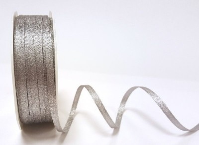 Berties Bows - Metallic Satin Sparkle Ribbon - Dark Silver 3mm