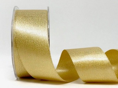 Berties Bows - Metallic Satin Sparkle Ribbon - Gold 38mm