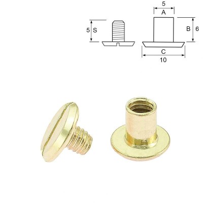 Steel Screw Post 6 mm - Brass Plated