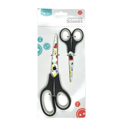 Pocket Comfort Grip Floral Pattern Scissors - Pastel