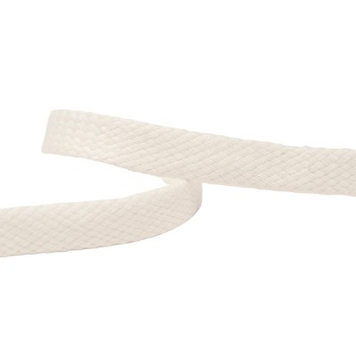 100% Cotton Flat Tubular Drawstring Tape - 14mm White