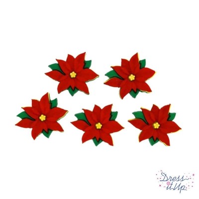 Dress It Up Buttons - Red Poinsettias