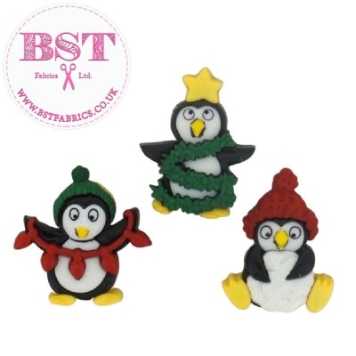 Dress It Up Buttons - Holiday Penguins